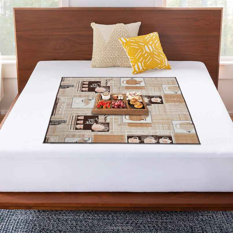 Kuber Industries PVC 36"x36" Bed Server Food Mat | Bedsheet Protection | Light Brown