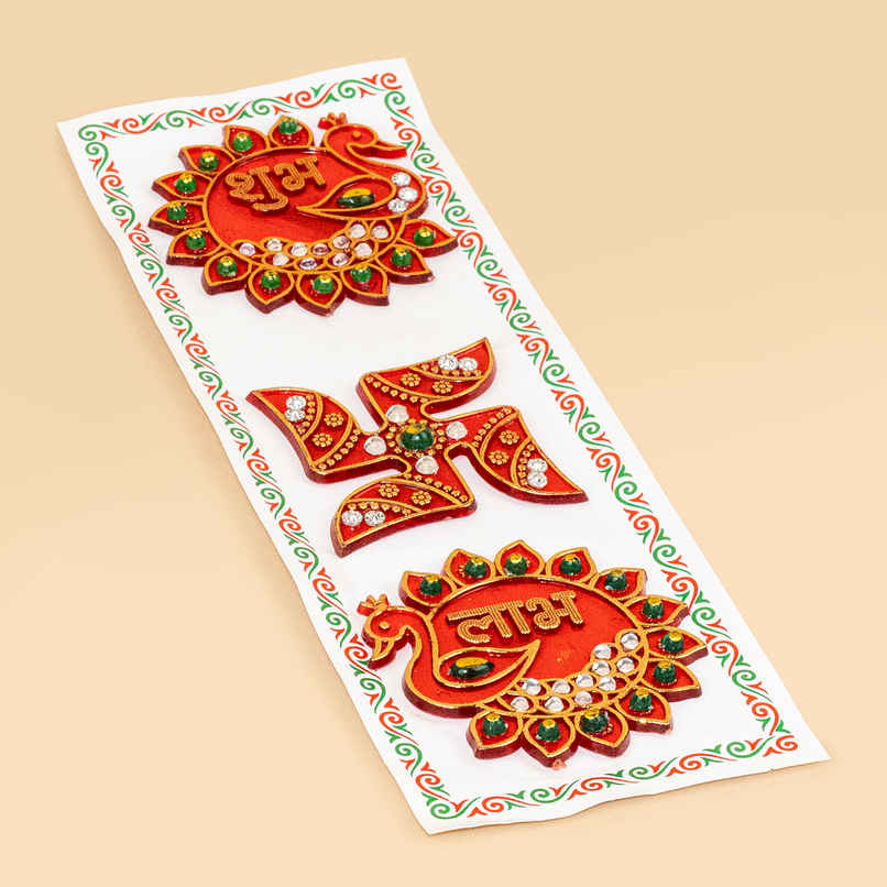 Peacock Shubh labh Swastik Sticker Diacraft | Pichai