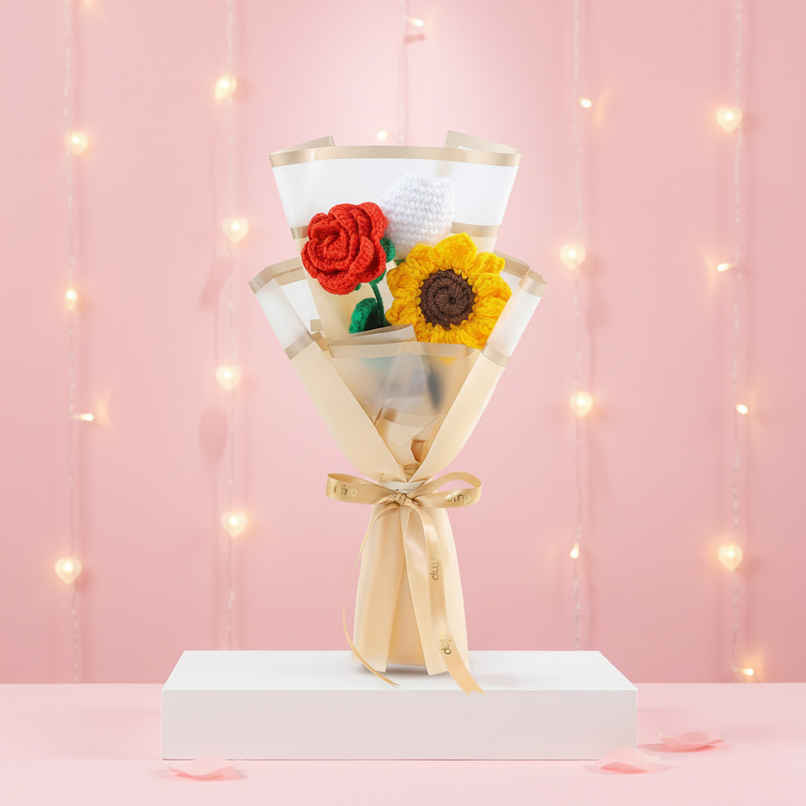 Joyful Blooms Crochet Artificial Flower Bouquet | Handcrafted Gift | FNP Joyful Blooms Crochet Artificial Flower Bouquet | Handcrafted Gift | FNP