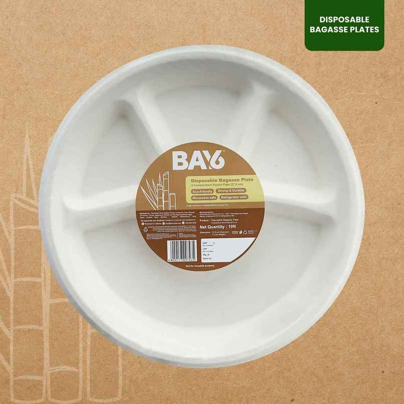 Round Plate | 4 Compartment | 11 inch | Pack of 10 | BAY6