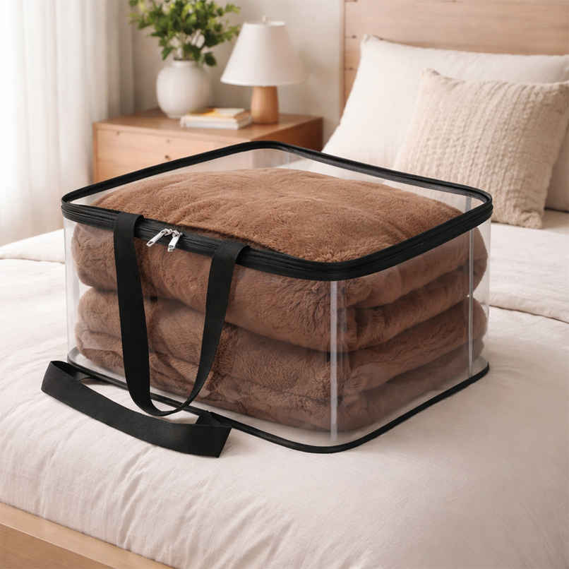 Senego Plastic Underbed Storage Bag for Blankets, Clothes (Transparent)