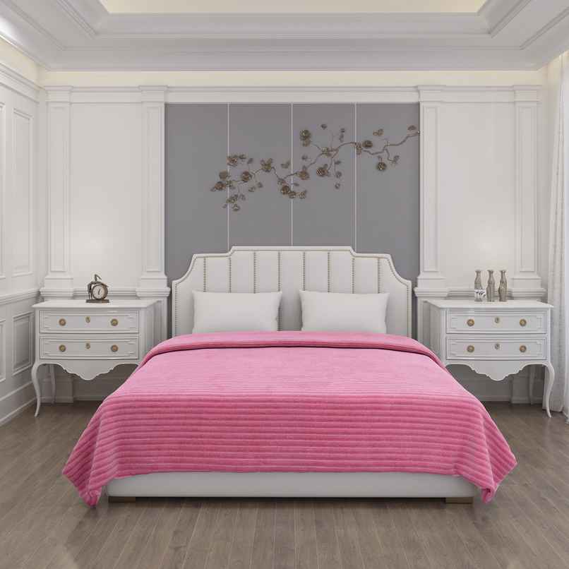 Status Ribbed Flannel Throw 150 x 200 Cm | Pink