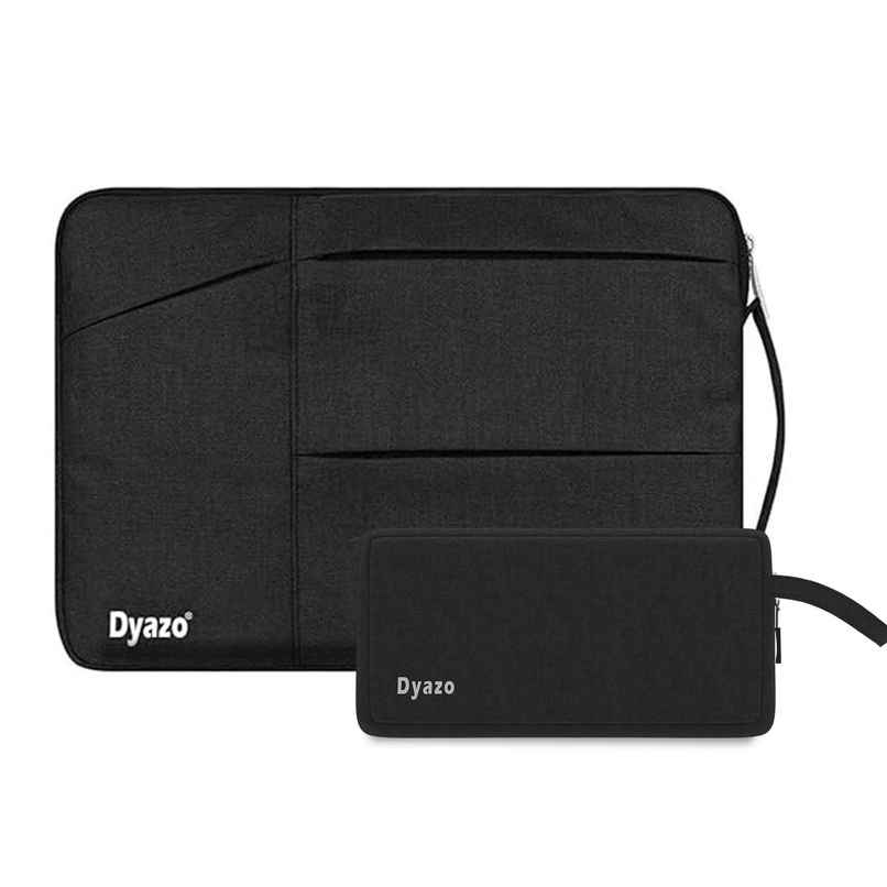 Dyazo Water Resistant Laptop Sleeve with Charger Pouch | 15 to 15.6 Inch | Black