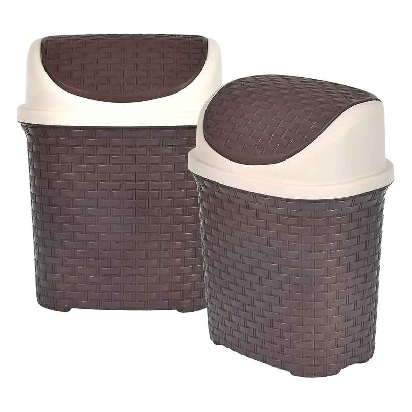 Kuber Industries 7 L Plastic Dustbin with Swing Lid | 31x25x18 cm | Brown
