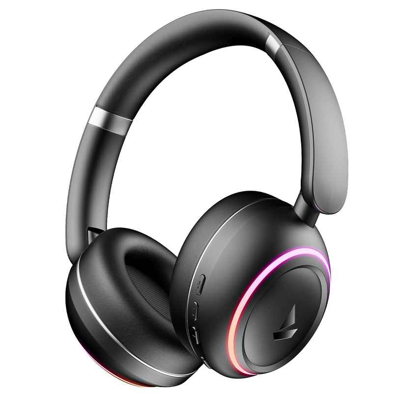 boAt Rockerz 480 BT Headphones W/ 60H Playtime, Blazing RGB LEDs, 40mm Drivers(Black Sabre)