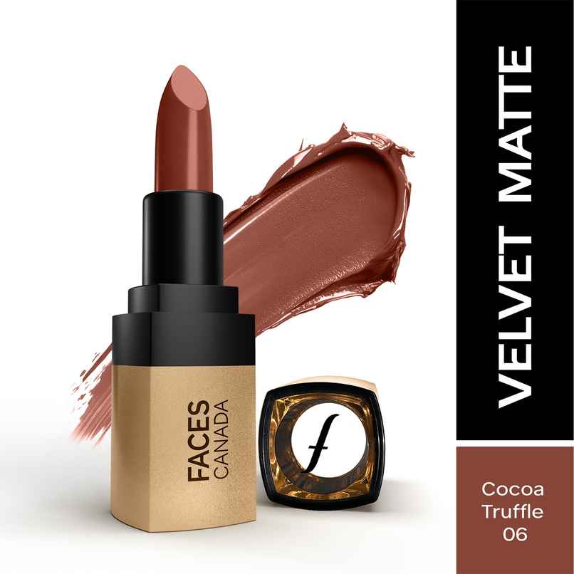 Faces Canada Comfy Matte Velvet Touch Lipstick - Cocoa Truffle 06, 4.2 g | 8Hr Stay | Intense Color Faces Canada Comfy Matte Velvet Touch Lipstick - Cocoa Truffle 06, 4.2 g | 8Hr Stay | Intense Color