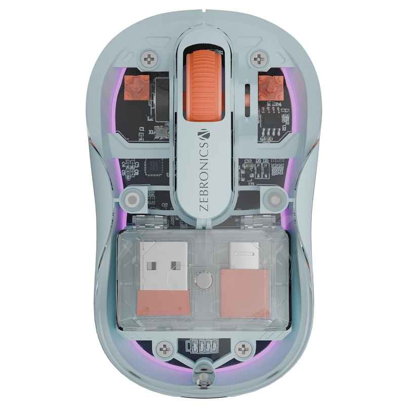 Zebronics Sheer Plus | Wireless Mouse | Dual Mode | 2.4GHz + BT Dual Dongle | Upto 3200 | Blue Zebronics Sheer Plus | Wireless Mouse | Dual Mode | 2.4GHz + BT Dual Dongle | Upto 3200 | Blue