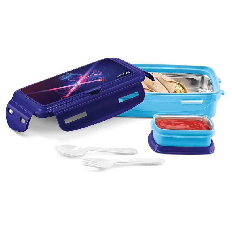 Milton Flavour Small Inner Stainless Steel Tiffin Box | 400 ml | Blue Milton Flavour Small Inner Stainless Steel Tiffin Box | 400 ml | Blue