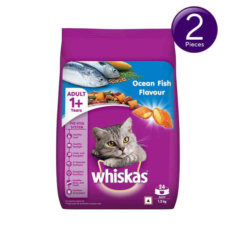 Whiskas Adult Ocean Fish Flavour Dry Cat Food Combo