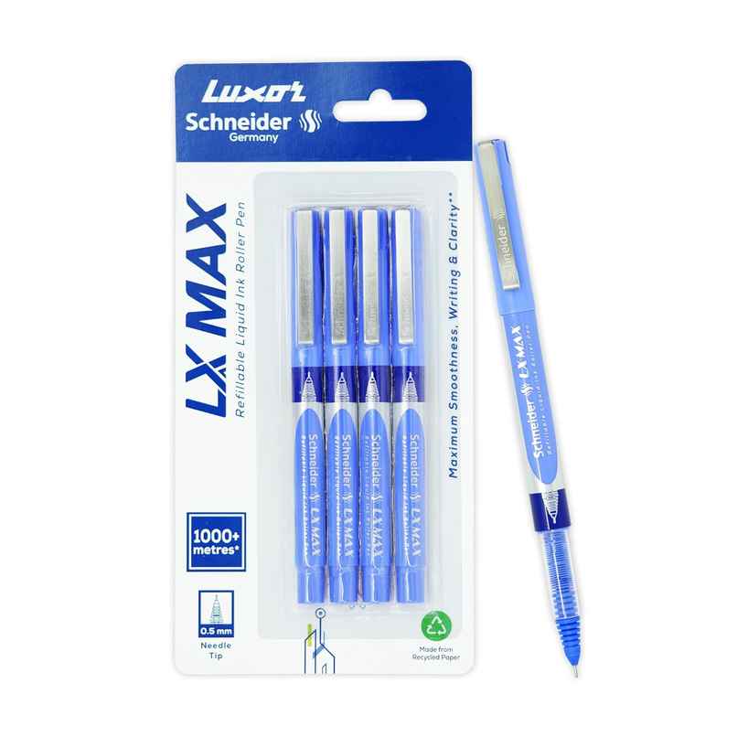 Schneider by Luxor LX MAX Roller Ball Pen | Blue | 0.5mm | 1000+ m writing length Schneider by Luxor LX MAX Roller Ball Pen | Blue | 0.5mm | 1000+ m writing length