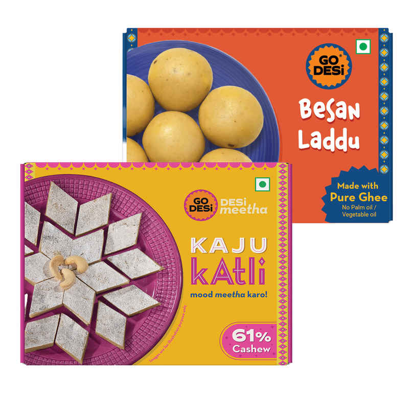 Besan Laddoo | With Ghee | Laddu | Sweets By Go Desi (180g) & Premium Kaju Katli, 61% Cashew | Burfi | Kaju Katri | Sweets By Go Desi (180g) Combo Besan Laddoo | With Ghee | Laddu | Sweets By Go Desi (180g) & Premium Kaju Katli, 61% Cashew | Burfi | Kaju Katri | Sweets By Go Desi (180g) Combo