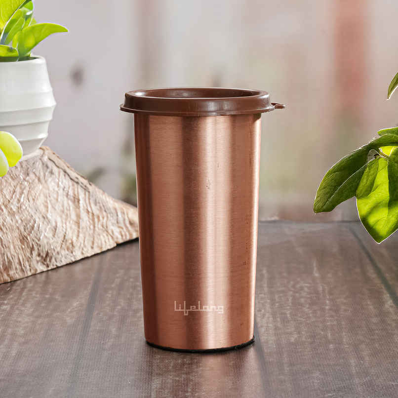 Lifelong Copper Water Tumbler with Lid | 480 ml Lifelong Copper Water Tumbler with Lid | 480 ml