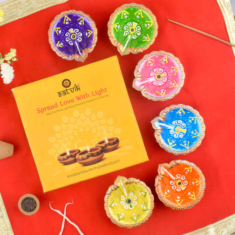 Designer Clay Diya | Pack of 6 | | Satvik Designer Clay Diya | Pack of 6 | | Satvik