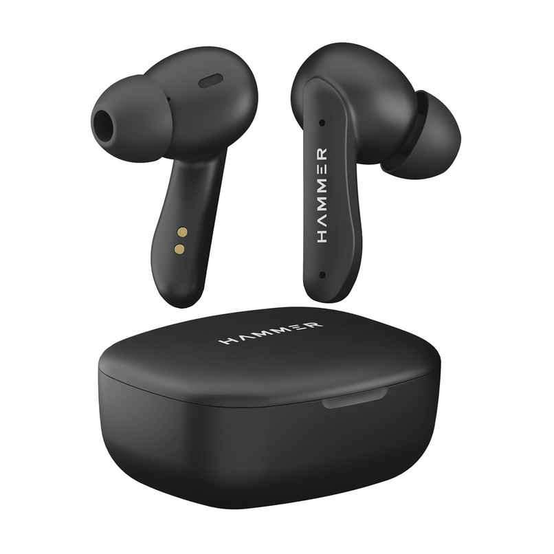 Hammer Solitude Enc Bluetooth Earbuds With Upto 22H Playtime, Fast Charging Type-C - Truffle Black Hammer Solitude Enc Bluetooth Earbuds With Upto 22H Playtime, Fast Charging Type-C - Truffle Black