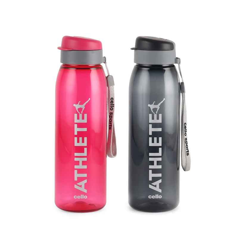 CELLO Athlete Flip Top Lid Water Bottles 800ml Each Unbreakable & Hygienic | BPA-Free, Food Grade
