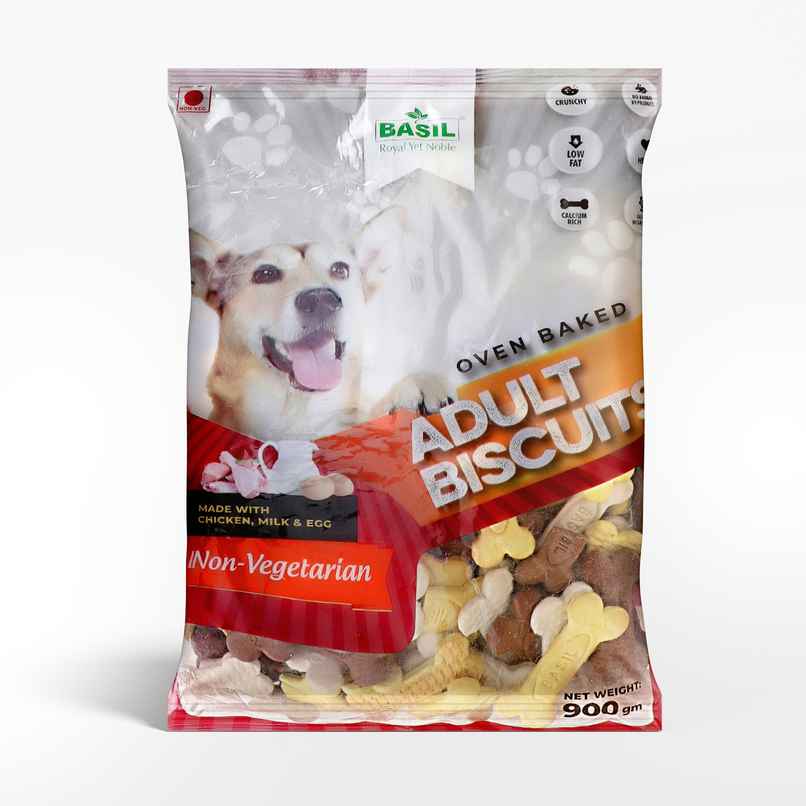 Basil Real Chicken Adult Dog Biscuit | Bone Shaped | All Natural | Calcium Rich Snack