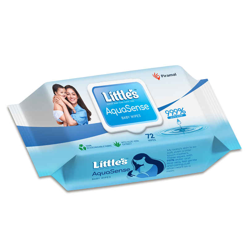 Little's AquaSense Baby Wipes | 100% Biodegradable Aloe Vera Pure Water Wipes for Sensitive Skin Little's AquaSense Baby Wipes | 100% Biodegradable Aloe Vera Pure Water Wipes for Sensitive Skin