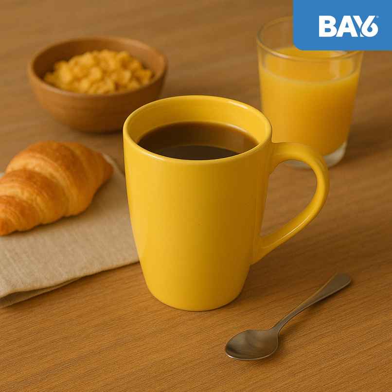 BAY6 Stoneware Solid Milk & Coffee Mugs - Yellow - 320 ml BAY6 Stoneware Solid Milk & Coffee Mugs - Yellow - 320 ml