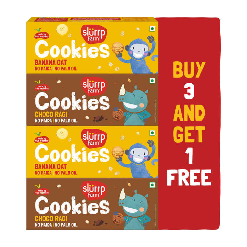 Slurrp Farm Banana Oat and Choco Ragi Cookies | Healthy Cookies Made With Multigrains