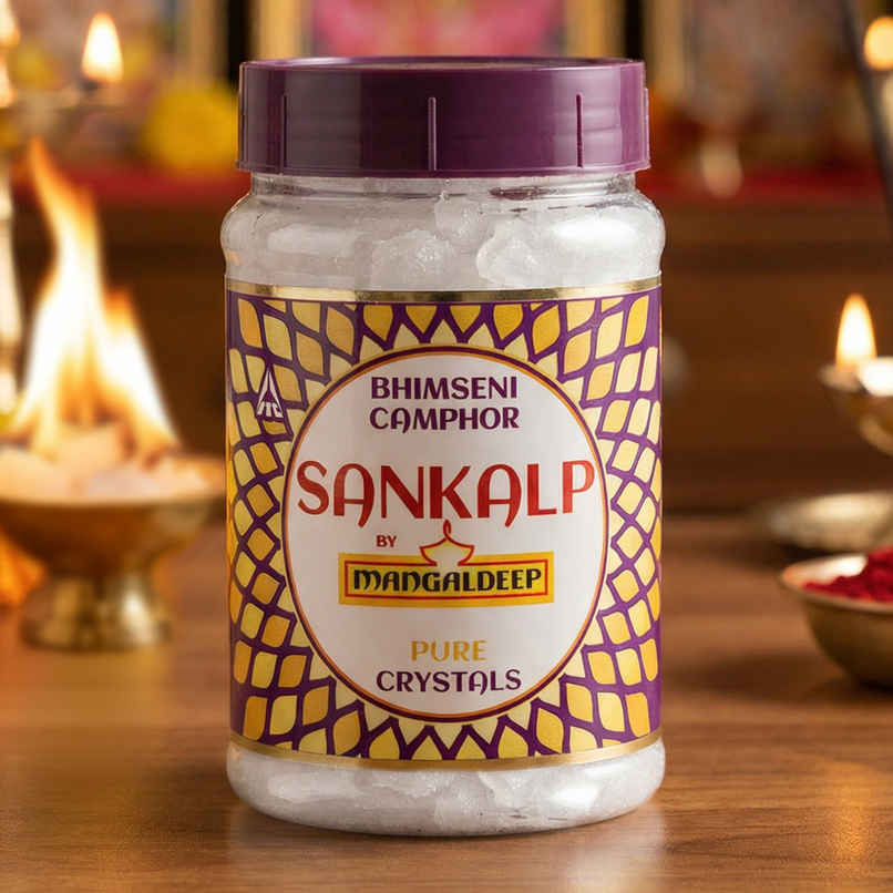 Sankalp Pure Bhimseni Camphor Flakes Jar | Mangaldeep Sankalp Pure Bhimseni Camphor Flakes Jar | Mangaldeep
