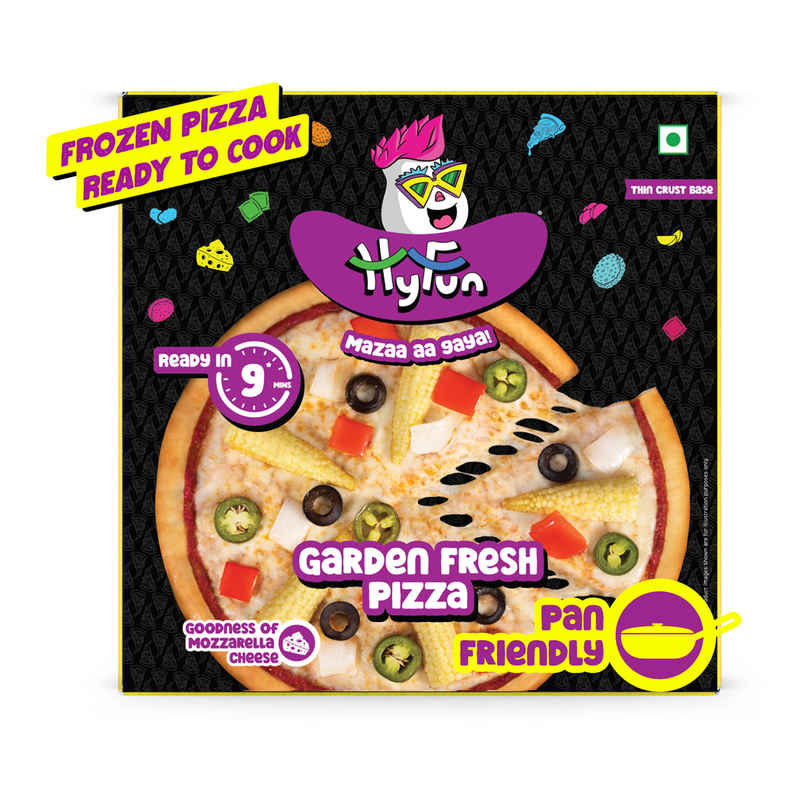 HyFun Garden Fresh Pizza | Thin Crust Base, Cheesy Snack | Frozen