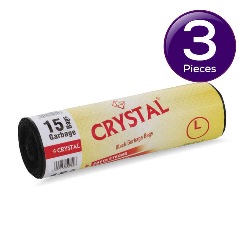Crystal Large Black Garbage Bag Roll 24X32 Combo of 3 Crystal Large Black Garbage Bag Roll 24X32 Combo of 3