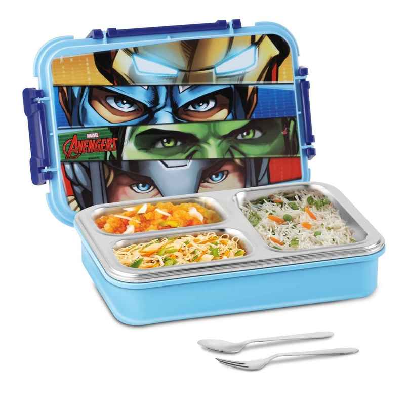 Jaypee Toonbox 3 Compartment Stainless Steel Insulated Lunch Box for School Kids, SkyBlue, 625ml Jaypee Toonbox 3 Compartment Stainless Steel Insulated Lunch Box for School Kids, SkyBlue, 625ml