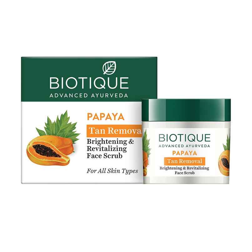 Biotique Papaya Tan Removal Brightening & Revitalizing Face Scrub Jar Biotique Papaya Tan Removal Brightening & Revitalizing Face Scrub Jar