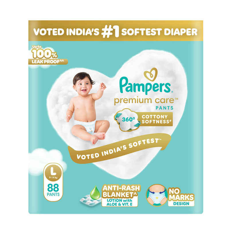 Pampers Premium Care Pants L 88 | No Marks Design | India's Softest Diaper Pampers Premium Care Pants L 88 | No Marks Design | India's Softest Diaper