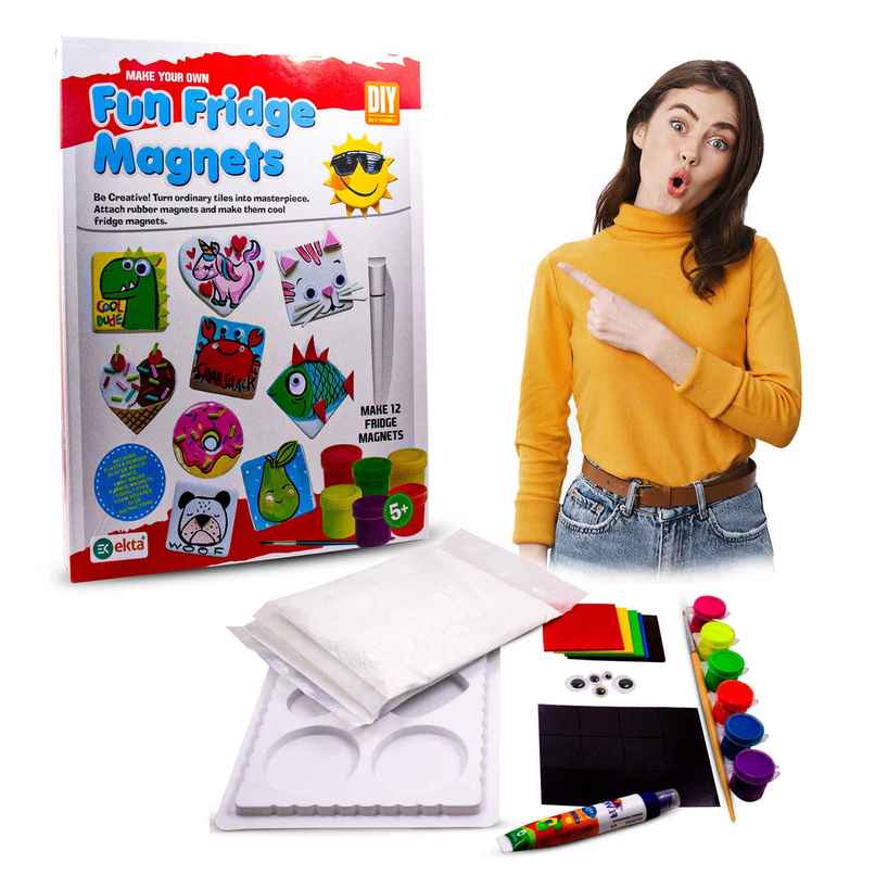 Ekta DIY Fun Fridge Magnets Painting Kit, Create 12 Unique Fridge Magnets, DIY Arts & Crafts Set Ekta DIY Fun Fridge Magnets Painting Kit, Create 12 Unique Fridge Magnets, DIY Arts & Crafts Set