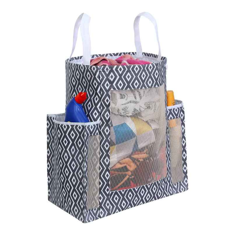 Prettykrafts Laundry Basket,Collapsible And With Side Pocket Black