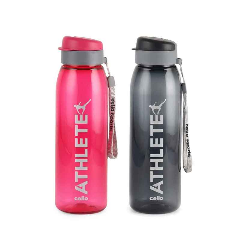 CELLO Athlete Flip Top Lid Water Bottles 800ml Each Unbreakable & Hygienic | BPA-Free, Food Grade