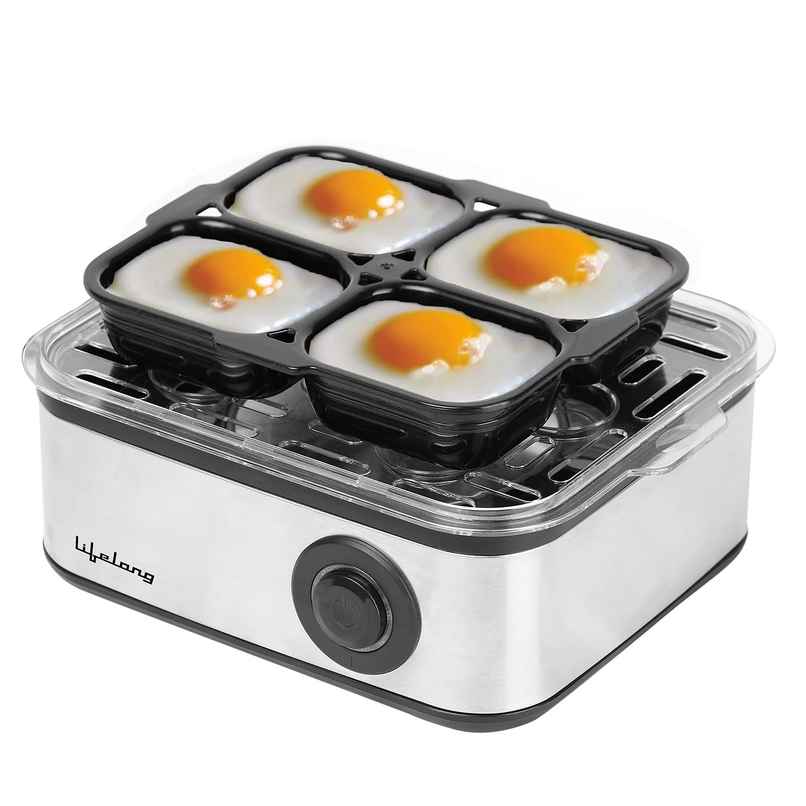 Lifelong 2-in1 Egg Boiler and Poacher, 500-Watt, Boil 8 eggs, Poach 4 eggs, Easy to clean| 3 Boiling Modes, Stainless Steel Body and Heating Plate, Automatic Turn-Off Lifelong 2-in1 Egg Boiler and Poacher, 500-Watt, Boil 8 eggs, Poach 4 eggs, Easy to clean| 3 Boiling Modes, Stainless Steel Body and Heating Plate, Automatic Turn-Off