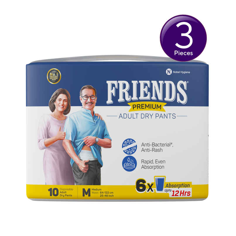 Friends Premium Adult Diapers Pant Style Medium Combo 