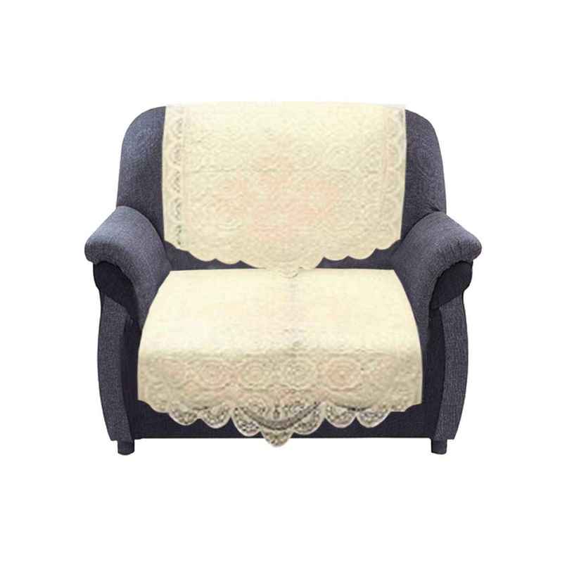Kuber Industries Premium 5 Seater Sofa Cover | Chikankari Cotton | 10 Pieces | Cream