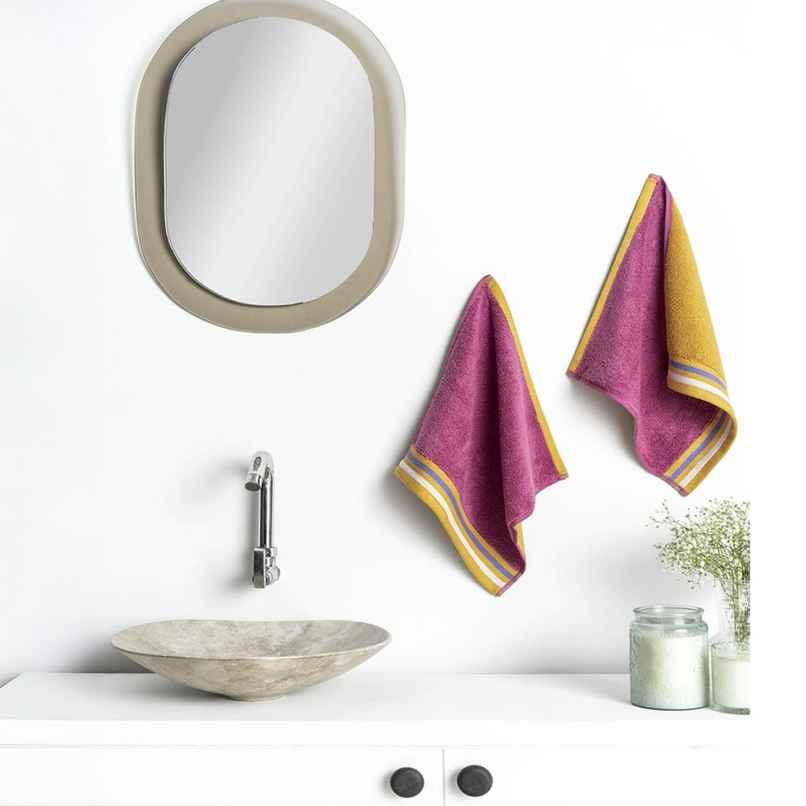 DDECOR Yarn Dyed Sporty Look 100% Cotton Reversible 500 GSM Face Towel - Pink/Yellow