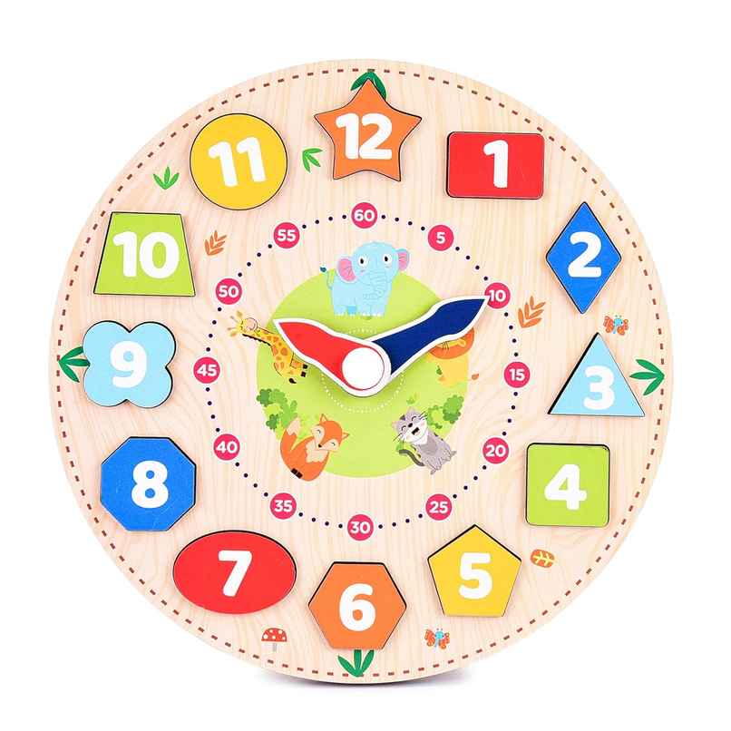 Webby Wooden Toys Early Educational Game | Clock Time & Shape for kid |12 pcs, Multicolour| 3+ Year Webby Wooden Toys Early Educational Game | Clock Time & Shape for kid |12 pcs, Multicolour| 3+ Year