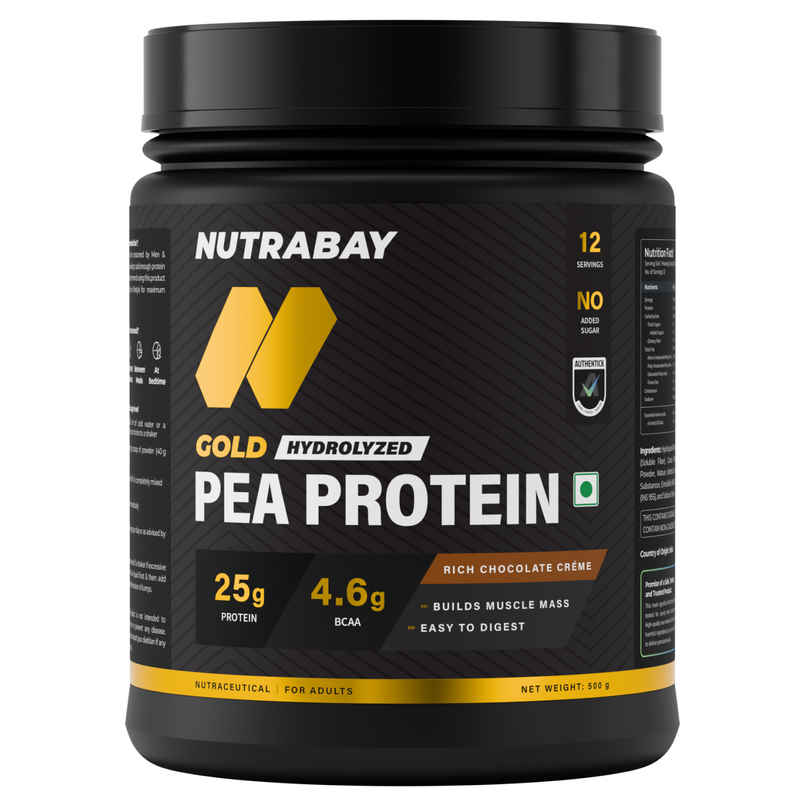 Nutrabay Gold Pea Protein Powder 25g Pea Protein 46g BCAA Rich Chocolate Creme