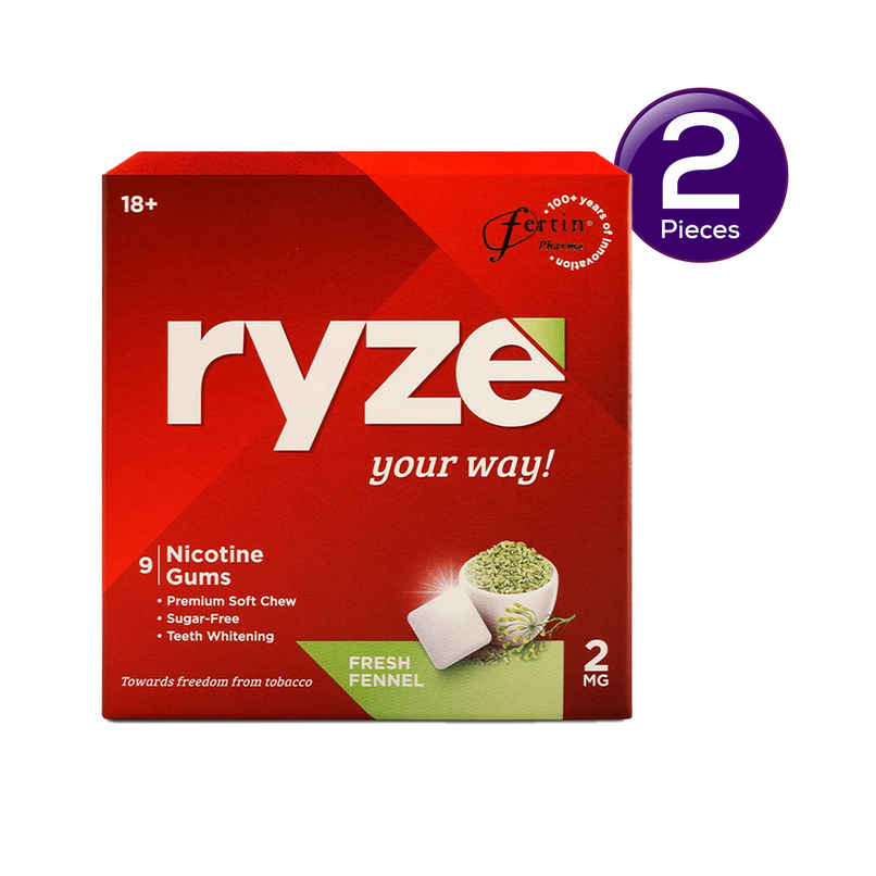 Ryze Nicotine Gums 2Mg (Fresh Fennel) Gums Single Pack - 9 Gum Blister Combo