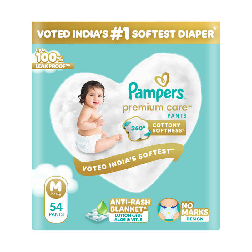 Pampers Premium Care Pants M 54 | No Marks Design | India's Softest Diaper Pampers Premium Care Pants M 54 | No Marks Design | India's Softest Diaper