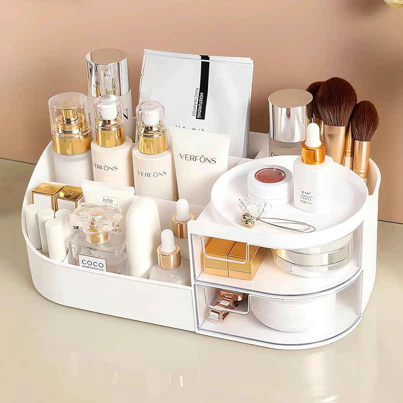 Zedak Plastic Multipurpose Makeup Organiser | White Zedak Plastic Multipurpose Makeup Organiser | White