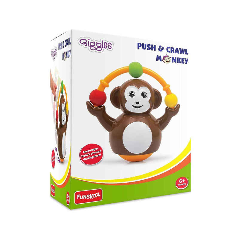 Giggles Funskool Push N Crawl Monkey Baby Toy
