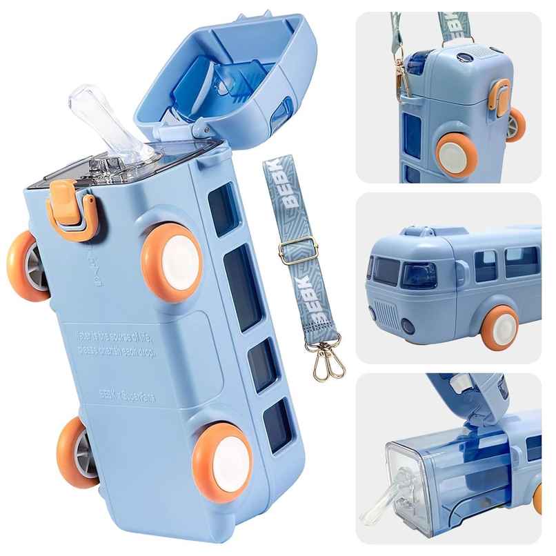 ReeQ Kid's Bus Shape Water Bottle | Blue - 500 ml