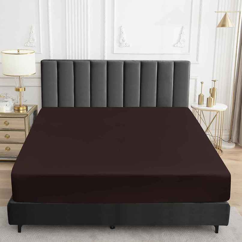 BAY6 Brown Terry Cotton 220 GSM Waterproof Mattress Protector For King Size Bed