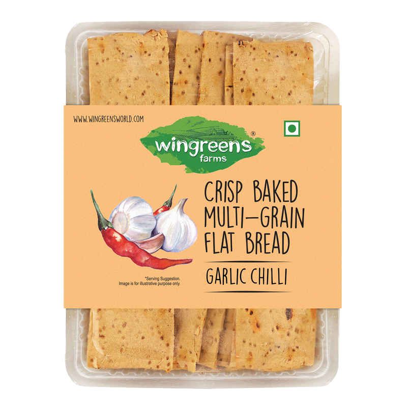 Wingreens Farms Crisp Baked Multi-Grain Flat Bread - Garlic Chilli Wingreens Farms Crisp Baked Multi-Grain Flat Bread - Garlic Chilli
