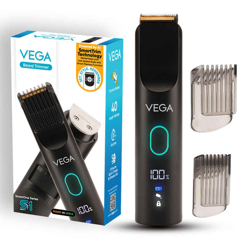 Vega SmartOne S1 Beard Trimmer for Men with 120 mins Runtime, USB Type C, IPX7 Waterproof (VHTH-30) Vega SmartOne S1 Beard Trimmer for Men with 120 mins Runtime, USB Type C, IPX7 Waterproof (VHTH-30)