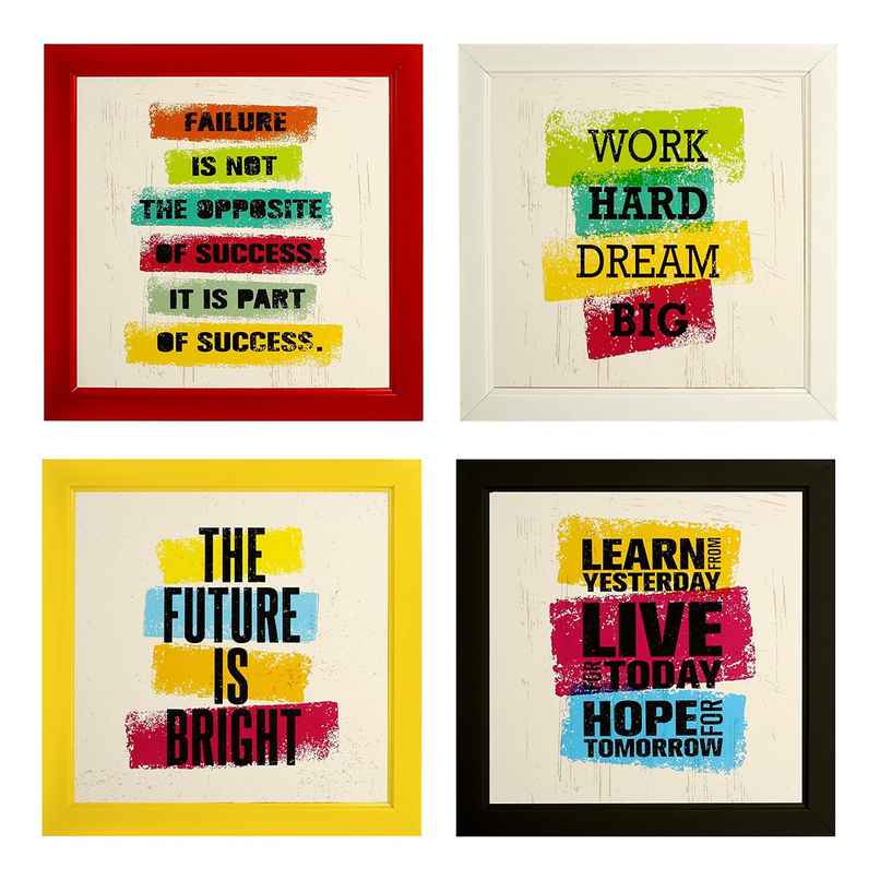 Indianara Set of 4 Framed Multicolored Motivational Quotes Art Wall Hanging Decor Indianara Set of 4 Framed Multicolored Motivational Quotes Art Wall Hanging Decor