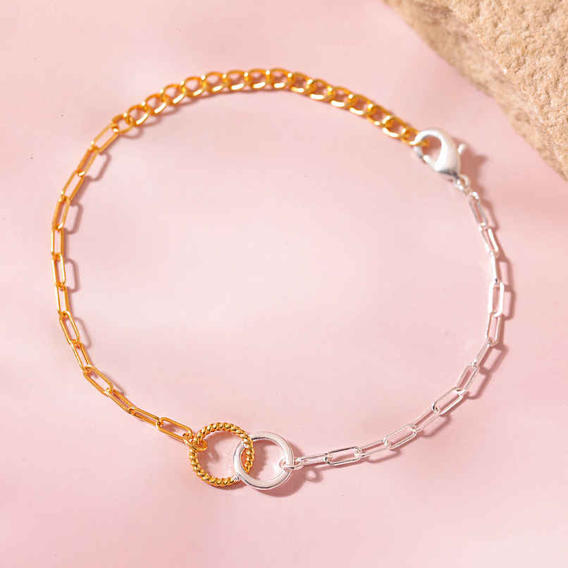 Voylla Valentines Day Golden Linked Circles Bracelet
