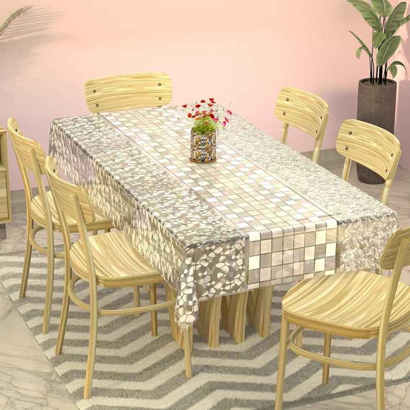 Kuber Industries PVC Dining Table Cover 6 Seater | Waterproof & Heat Resistant | Transparent Kuber Industries PVC Dining Table Cover 6 Seater | Waterproof & Heat Resistant | Transparent