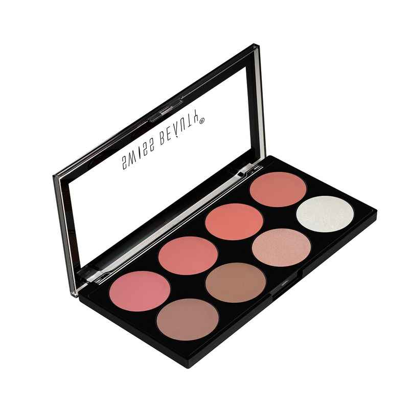 Swiss Beauty Highly Pigmented 8 -in-1 Ultra Blush Palette With Matte & Shimmer - 01 Swiss Beauty Highly Pigmented 8 -in-1 Ultra Blush Palette With Matte & Shimmer - 01